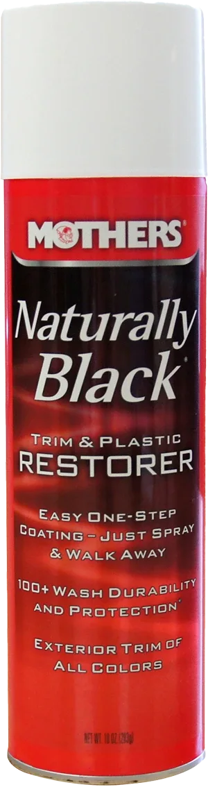 can of trim and plastic restorer with red packaging by QAL